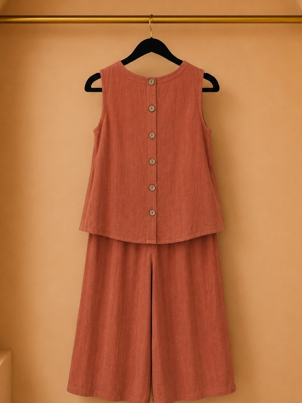 Wide-Leg Two-Piece Set in Rust - Picture 2 of 2